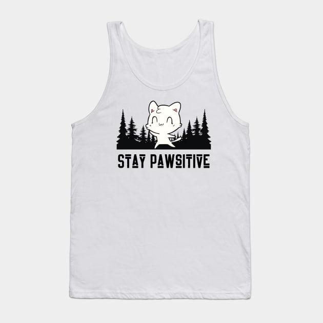 Stay Pawsitive Orange Cat Tank Top by Orenji Shirts